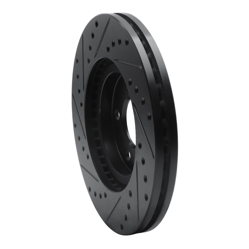 Chrysler PT Cruiser Brake Rotor (1) - Front Right - R1 Concepts - Drilled & Slotted - Black - `03-`09